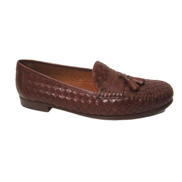 Allen Edmonds EUC Mens Size 12 M Made Italy Brown Leather Woven Tassel Loafers main image 11